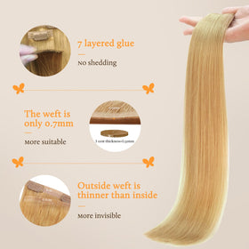 DOORES Clip in Hair Extensions 4 inch pieces side view