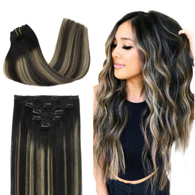 DOORES Clip in Hair Extensions 5 piece set front view