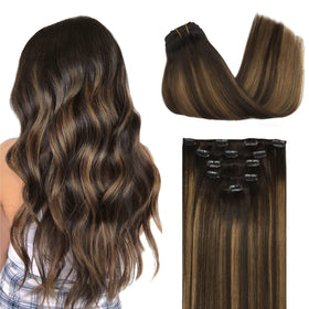 DOORES Clip in Hair Extensions 5 Piece Set front view