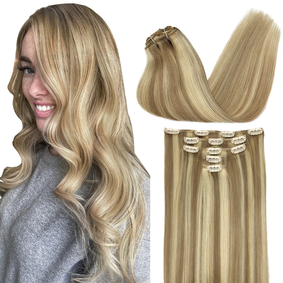 DOORES Clip-in Hair Extensions 5-piece set front view