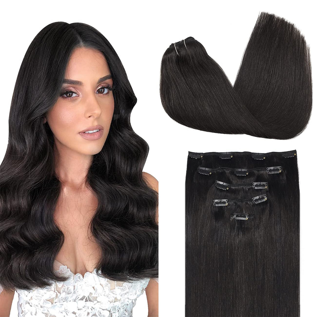 DOORES Clip-in Hair Extensions 5-piece set front view