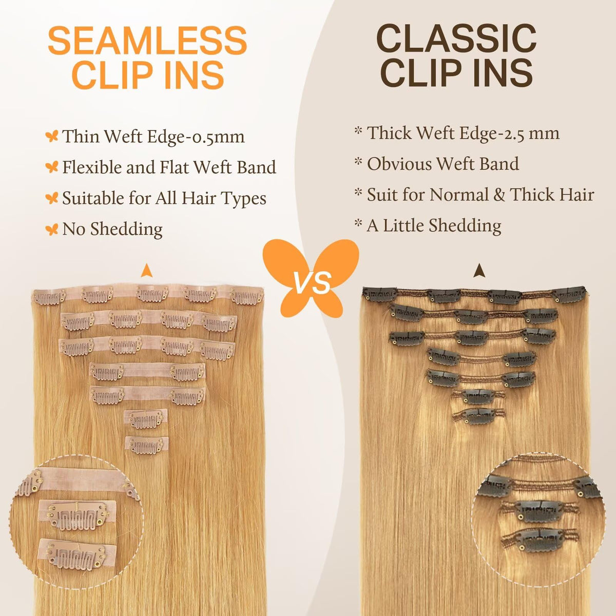 DOORES Clip in Hair Extensions 6 inch pieces