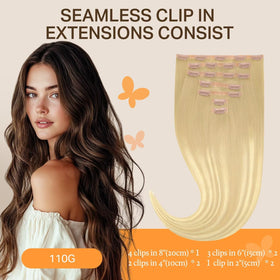 DOORES Clip in Hair Extensions 6" pieces side view
