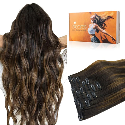 DOORES Clip in Hair Extensions 7 pcs 120g front view