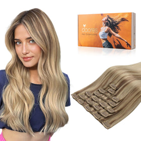 DOORES Clip in Hair Extensions 7 pcs set with vibrant colour options