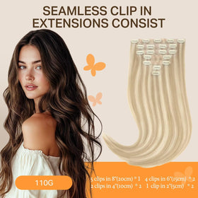 DOORES Clip in Hair Extensions 7 pieces layout