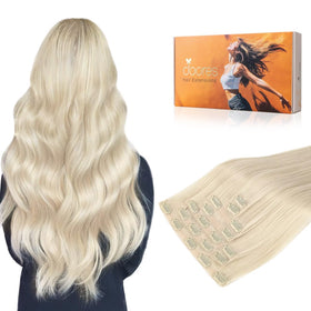 DOORES Clip in Hair Extensions 7pcs in packaging