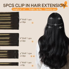 DOORES Clip in Hair Extensions 8 inch piece close-up