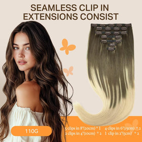DOORES Clip in Hair Extensions 8 inch piece close-up