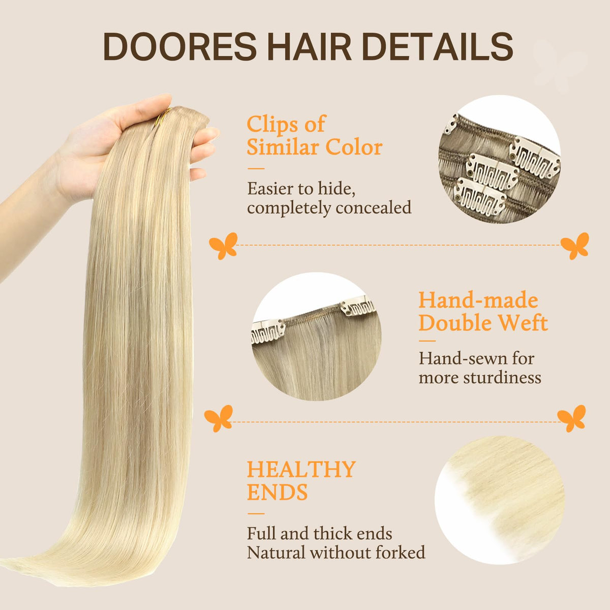 DOORES Clip-in Hair Extensions application demonstration