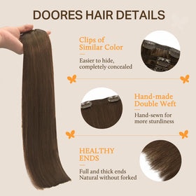 DOORES Clip in Hair Extensions close-up of 9A Grade hair