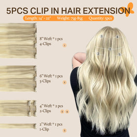 DOORES Clip-in Hair Extensions close-up of clips