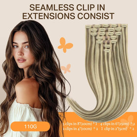 DOORES Clip in Hair Extensions close-up of PU wefts