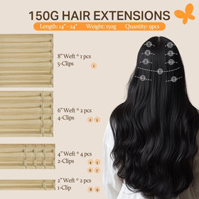 DOORES Clip-in Hair Extensions close-up of stainless steel clips