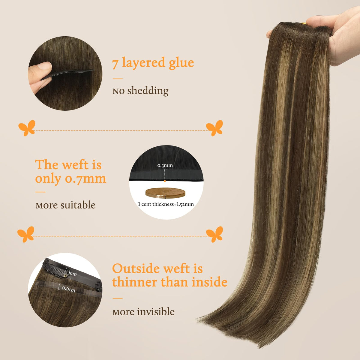 DOORES Clip in Hair Extensions colour options display