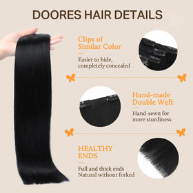 DOORES Clip-in Hair Extensions displayed in multiple colour options