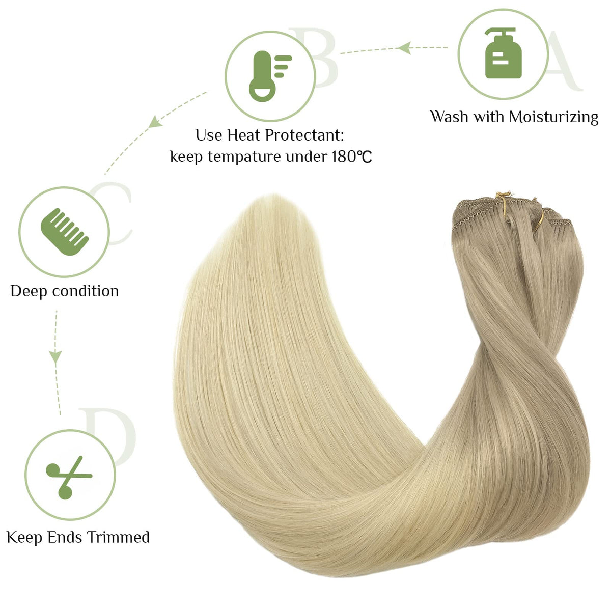 DOORES Clip In Hair Extensions displayed in various balayage colours