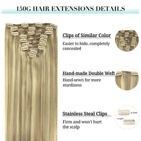 DOORES Clip-in Hair Extensions displayed in various colour options