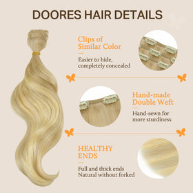 DOORES Clip-in Hair Extensions displayed in various colours