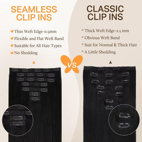 DOORES Clip in Hair Extensions displayed in various colours