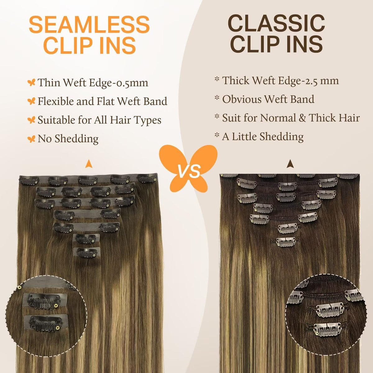 DOORES Clip in Hair Extensions displayed on a mannequin