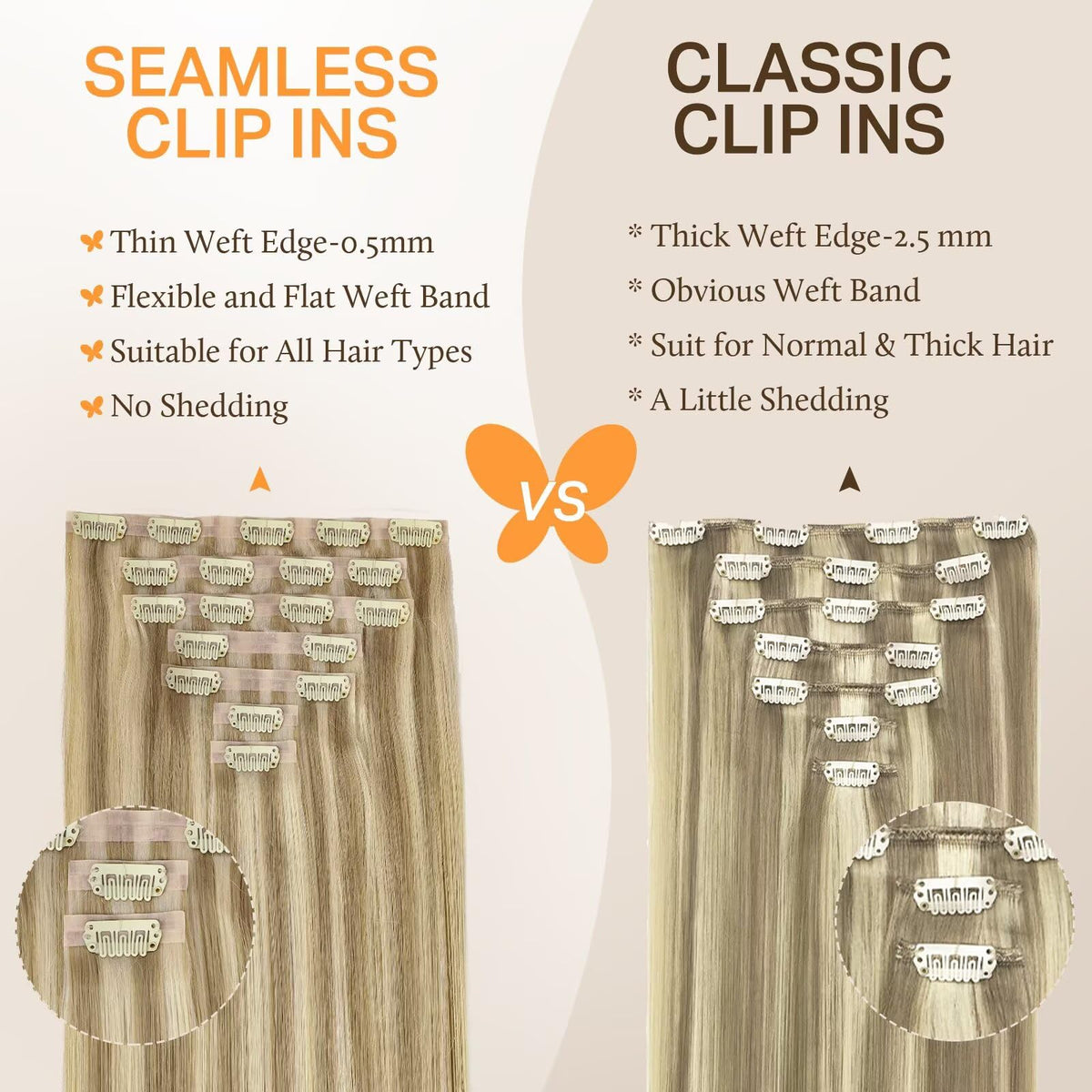DOORES Clip in Hair Extensions displayed on a mannequin