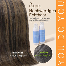 DOORES Clip in Hair Extensions displayed with care instructions