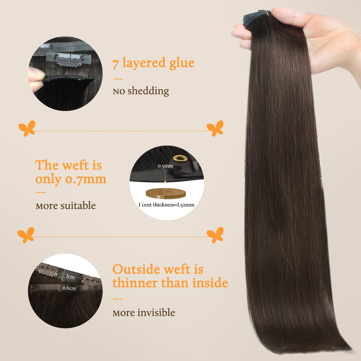 DOORES Clip in Hair Extensions displayed with colour options