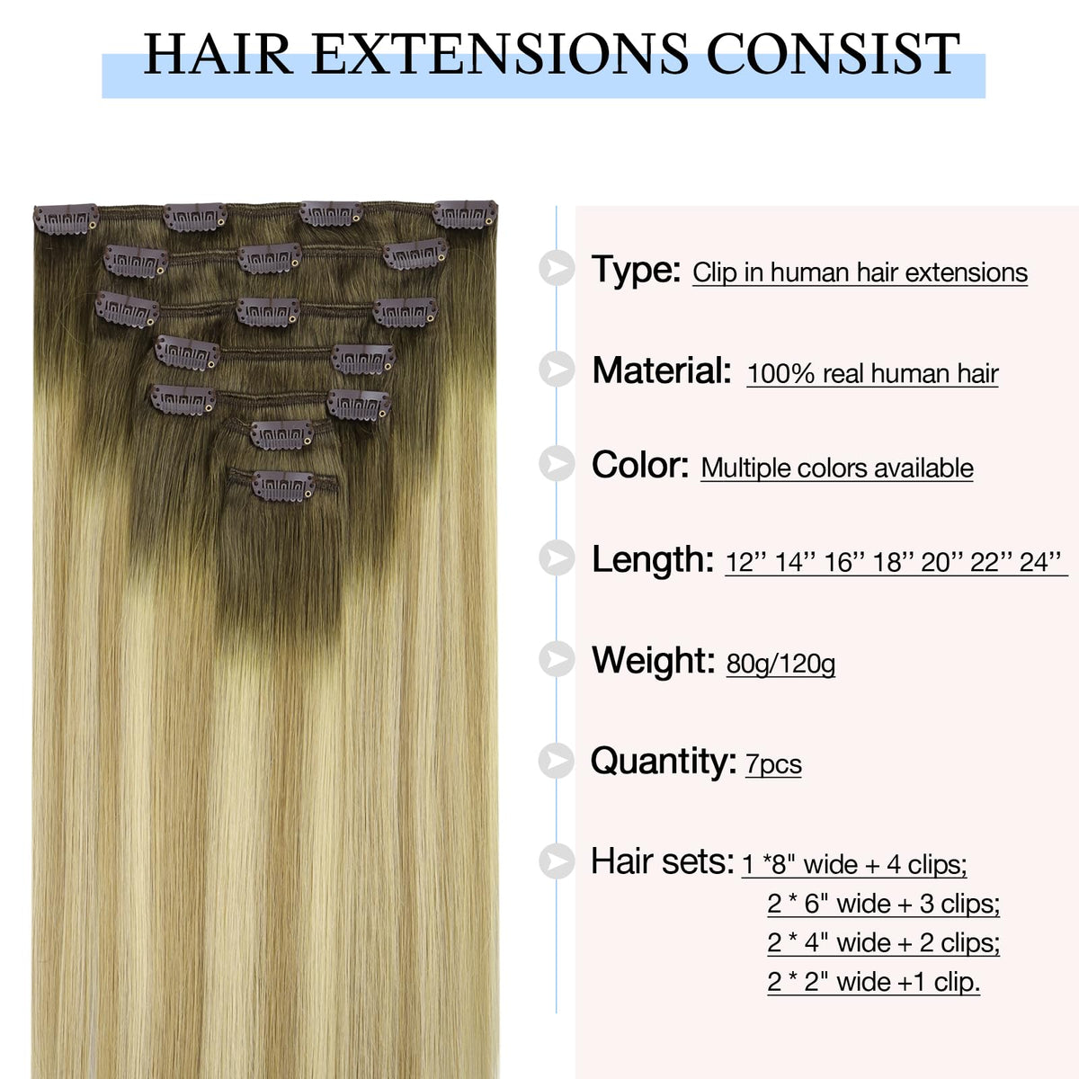DOORES Clip in Hair Extensions displayed with packaging
