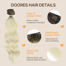 DOORES Clip in Hair Extensions displayed with packaging