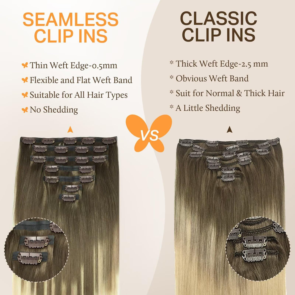 DOORES Clip in Hair Extensions displayed with packaging