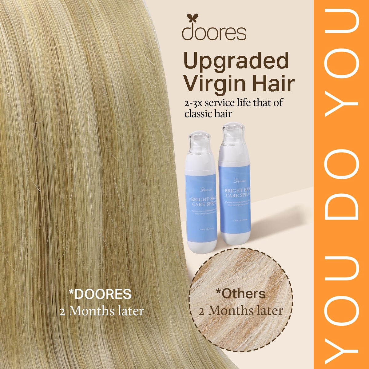 DOORES Clip-in Hair Extensions displayed with various shades