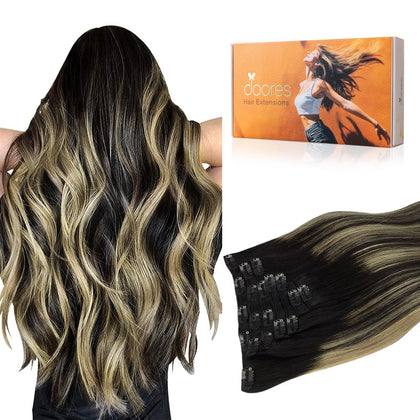 DOORES Clip in Hair Extensions front view, 80g, various colours