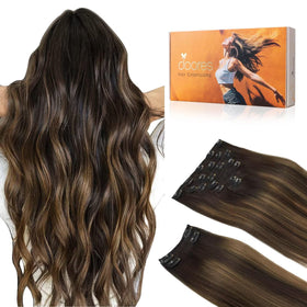 DOORES Clip in Hair Extensions front view in natural colour