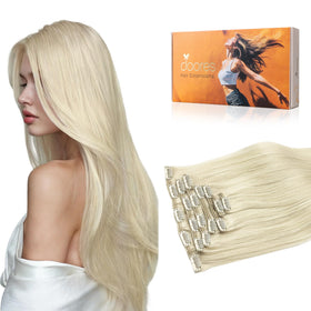 DOORES Clip in Hair Extensions front view showing 7 pieces