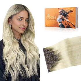 DOORES Clip in Hair Extensions front view showing colour options