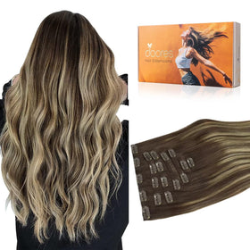 DOORES Clip in Hair Extensions front view showing colour options