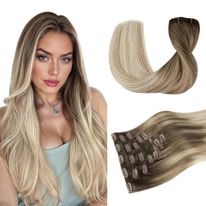 DOORES Clip in Hair Extensions front view showing multiple shades
