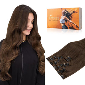 DOORES Clip in Hair Extensions front view with U-shaped clips