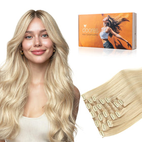 DOORES Clip in Hair Extensions front view with vibrant colour