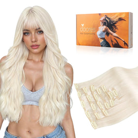 DOORES Clip in Hair Extensions human hair 135g front view
