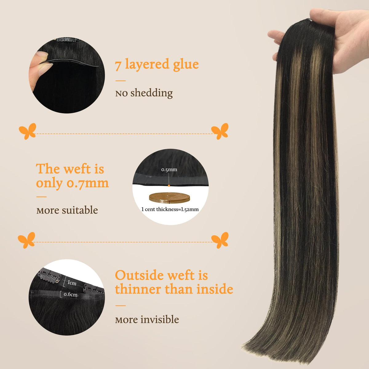 DOORES Clip in Hair Extensions in natural light