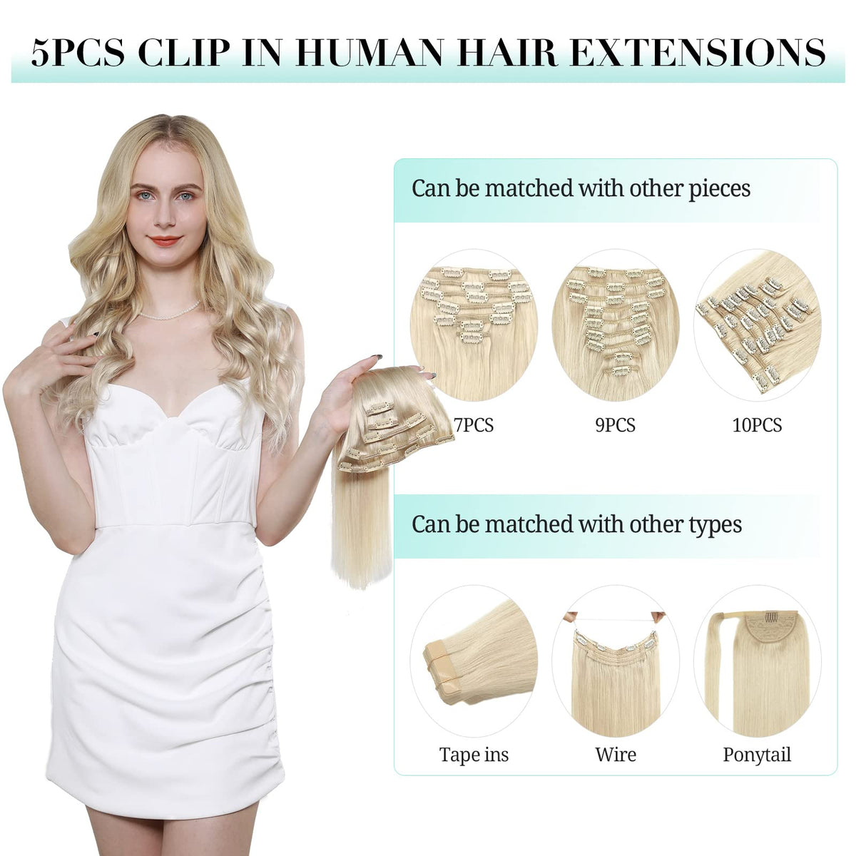 DOORES Clip-in Hair Extensions in ombre colour