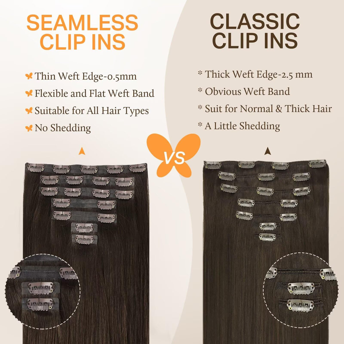 DOORES Clip in Hair Extensions installation process