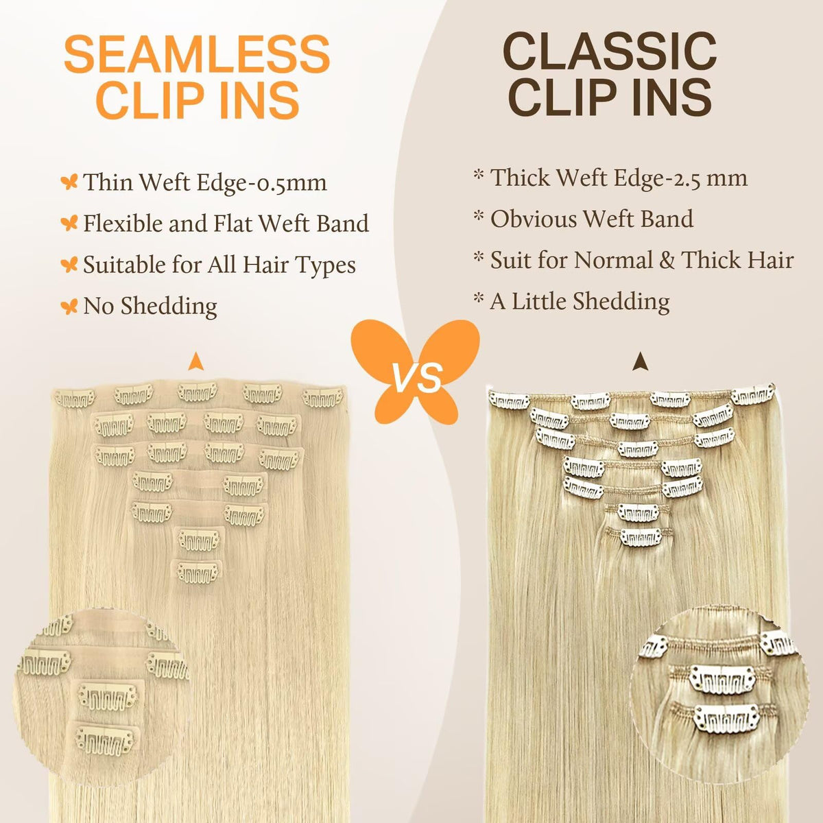 DOORES Clip in Hair Extensions installation process step