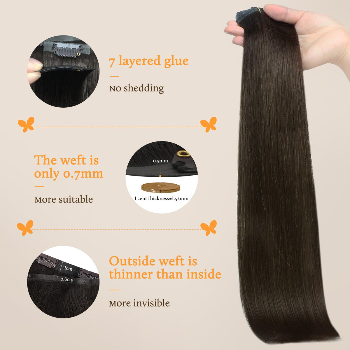 DOORES Clip in Hair Extensions installed on a model
