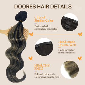 DOORES Clip in Hair Extensions ombre colour gradient