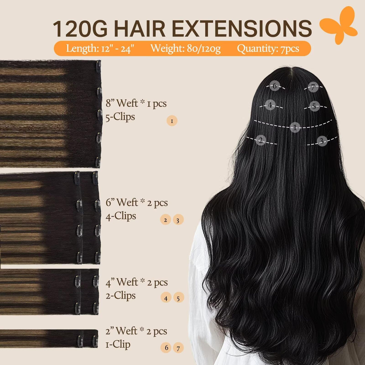 DOORES Clip in Hair Extensions packaging and clips