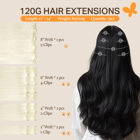 DOORES Clip in Hair Extensions packaging and contents