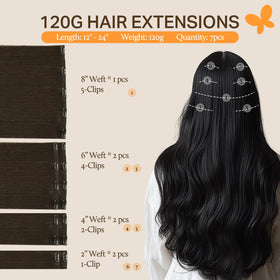 DOORES Clip in Hair Extensions packaging with details